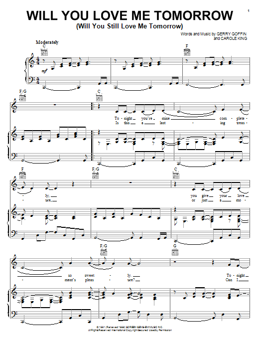 The Shirelles Will You Love Me Tomorrow (Will You Still Love Me Tomorrow) sheet music notes and chords. Download Printable PDF.