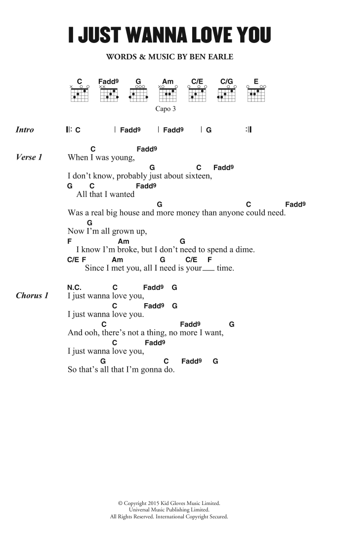 The Shires I Just Wanna Love You sheet music notes and chords. Download Printable PDF.