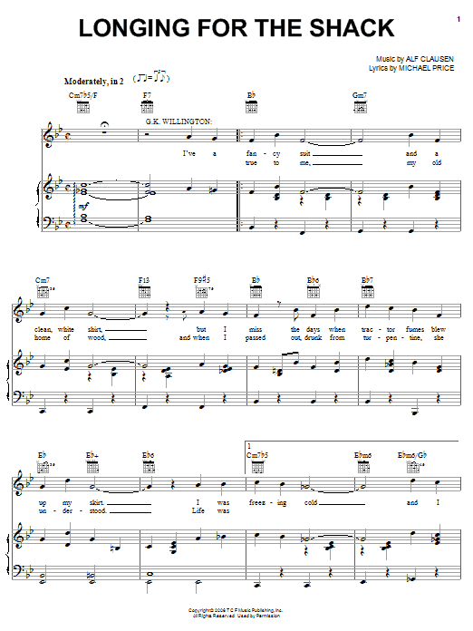 Learn to play The Simpsons Longing For The Shack sheet music for Piano, Vocal & Guitar Chords (Right-Hand Melody) in minutes. Price: 7.8900$ The Simpsons Longing For The Shack sheet music notes and chords arranged for Piano, Vocal & Guitar Chords (Right-Hand Melody)