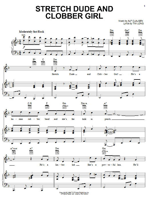Learn to play The Simpsons Stretch Dude And Clobber Girl sheet music for Piano, Vocal & Guitar Chords (Right-Hand Melody) in minutes. Price: 7.8900$ The Simpsons Stretch Dude And Clobber Girl sheet music notes and chords arranged for Piano, Vocal & Guitar Chords (Right-Hand Melody)