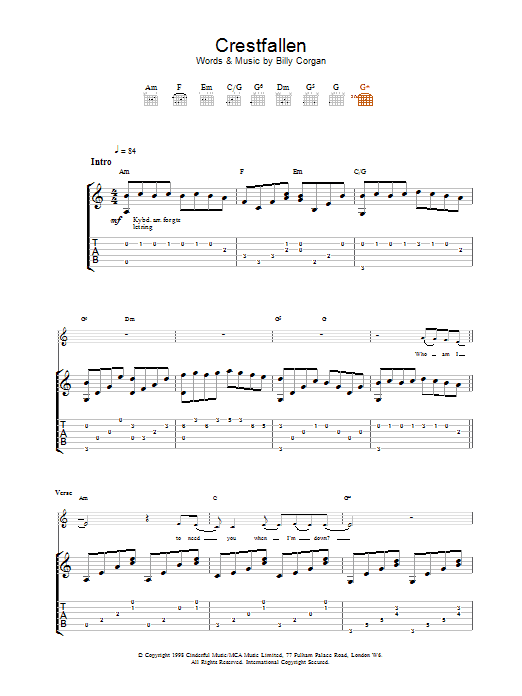 Learn to play The Smashing Pumpkins Crestfallen sheet music for Guitar Tab in minutes. Price: 7.8900$ The Smashing Pumpkins Crestfallen sheet music notes and chords arranged for Guitar Tab
