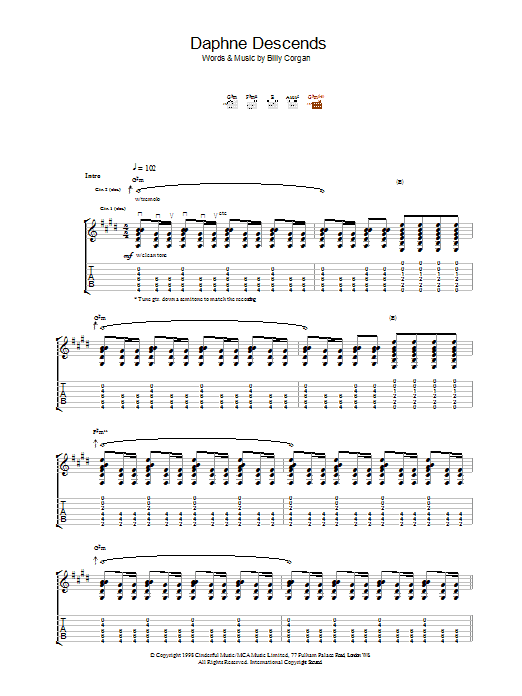 Learn to play The Smashing Pumpkins Daphne Descends sheet music for Guitar Tab in minutes. Price: 7.8900$ The Smashing Pumpkins Daphne Descends sheet music notes and chords arranged for Guitar Tab