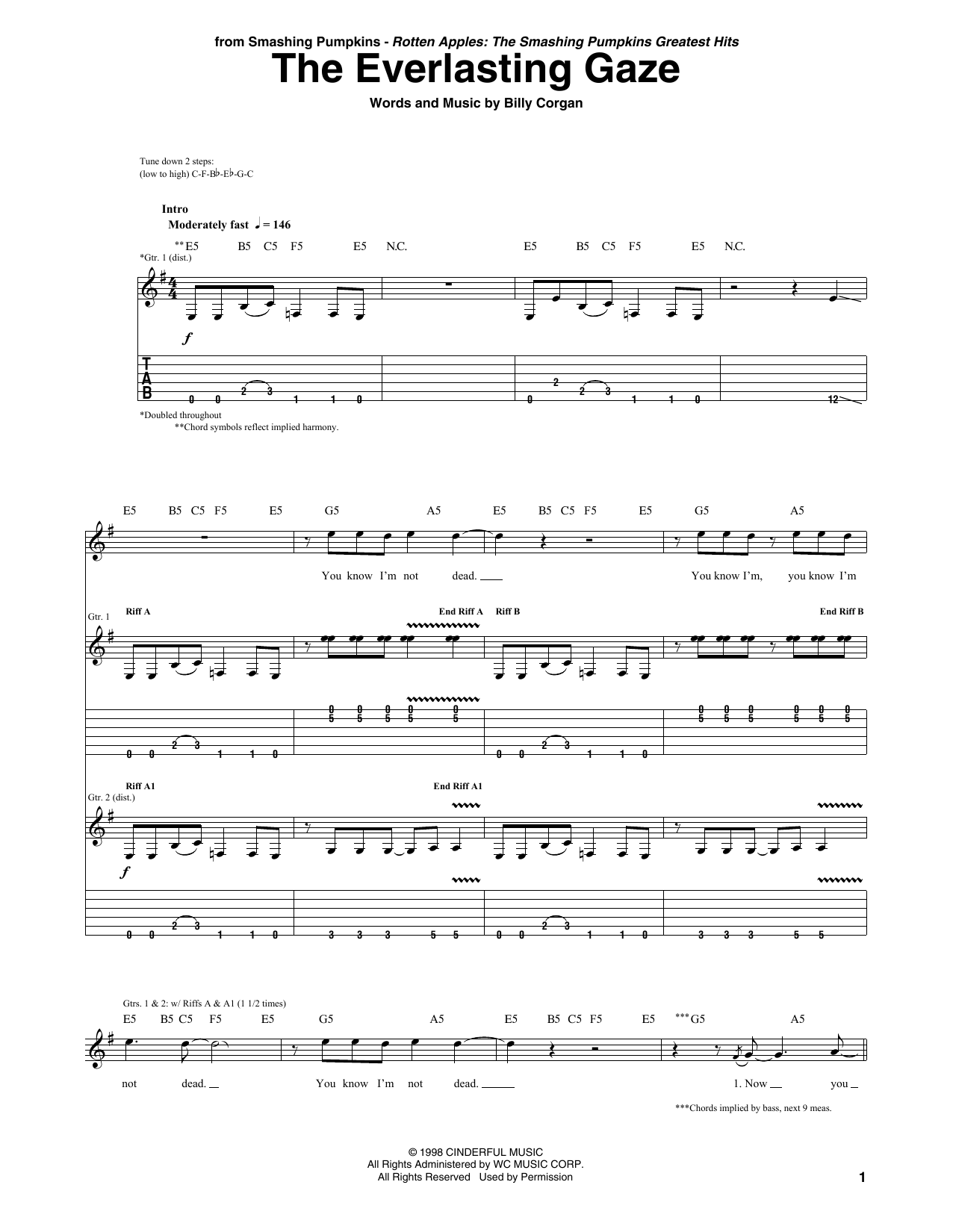 Learn to play The Smashing Pumpkins The Everlasting Gaze sheet music for Guitar Tab in minutes. Price: 7.8900$ The Smashing Pumpkins The Everlasting Gaze sheet music notes and chords arranged for Guitar Tab