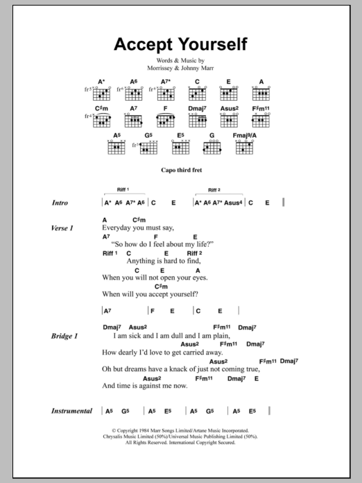 The Smiths Accept Yourself sheet music notes and chords. Download Printable PDF.