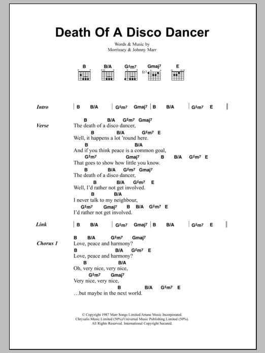 The Smiths Death Of A Disco Dancer sheet music notes and chords. Download Printable PDF.