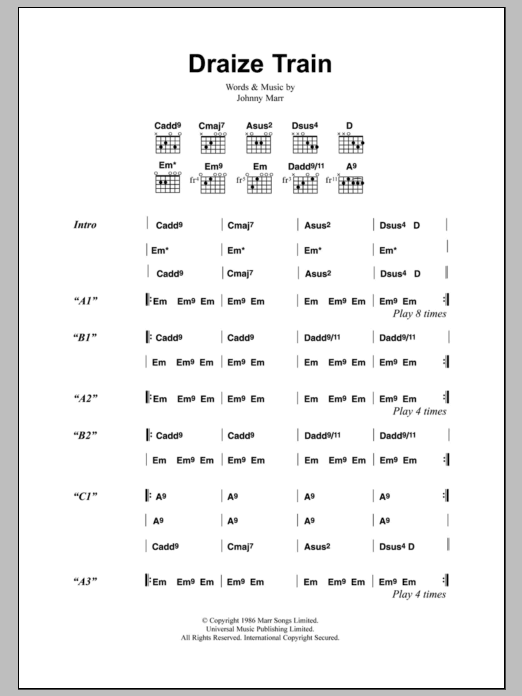 Learn to play The Smiths Draize Train sheet music for Guitar Chords/Lyrics in minutes. Price: 4.4900$ The Smiths Draize Train sheet music notes and chords arranged for Guitar Chords/Lyrics