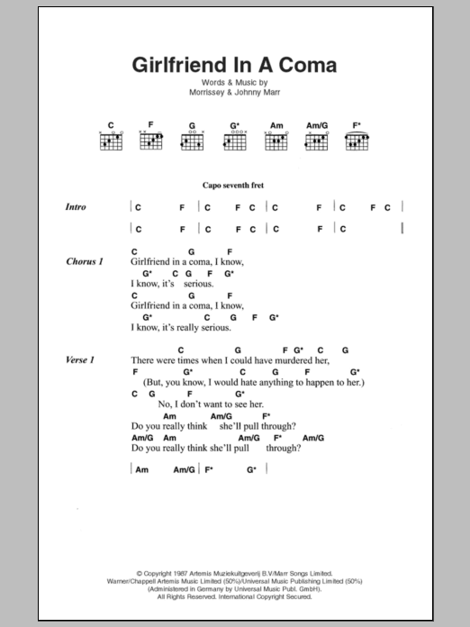 The Smiths Girlfriend In A Coma sheet music notes and chords. Download Printable PDF.