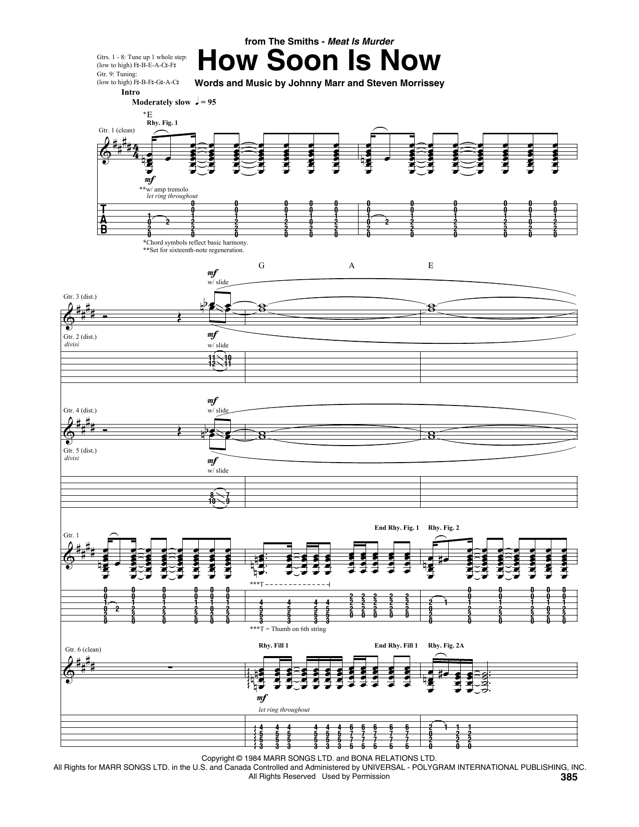 The Smiths How Soon Is Now sheet music notes and chords. Download Printable PDF.