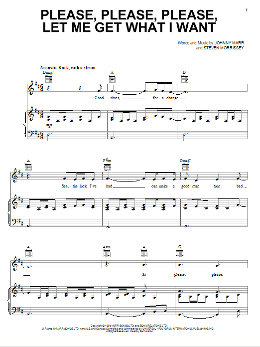 The Smiths Please, Please, Please, Let Me Get What I Want sheet music notes and chords. Download Printable PDF.