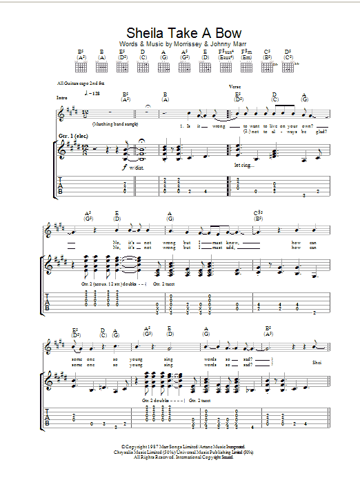 The Smiths Sheila Take A Bow sheet music notes and chords. Download Printable PDF.