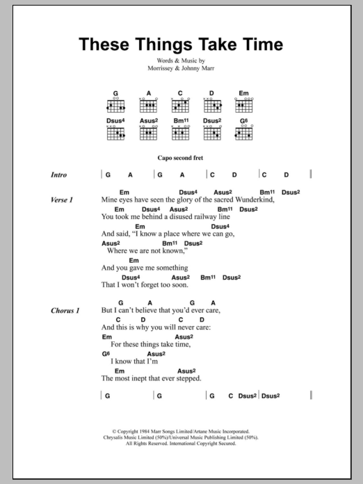 The Smiths These Things Take Time sheet music notes and chords. Download Printable PDF.