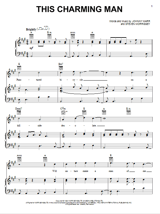 The Smiths This Charming Man sheet music notes and chords. Download Printable PDF.