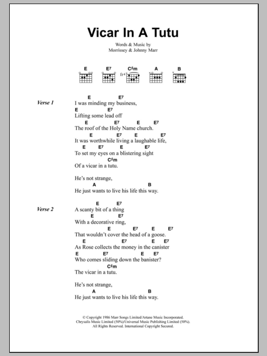 The Smiths Vicar In A Tutu sheet music notes and chords. Download Printable PDF.