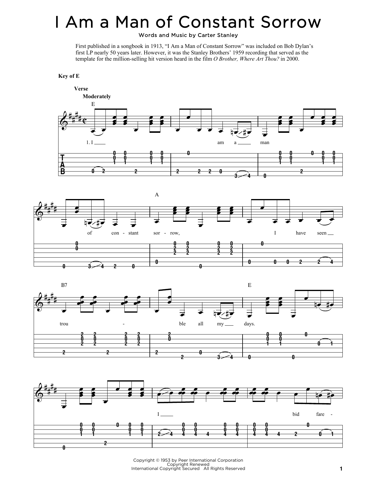 The Soggy Bottom Boys I Am A Man Of Constant Sorrow (arr. Fred Sokolow) sheet music notes and chords. Download Printable PDF.