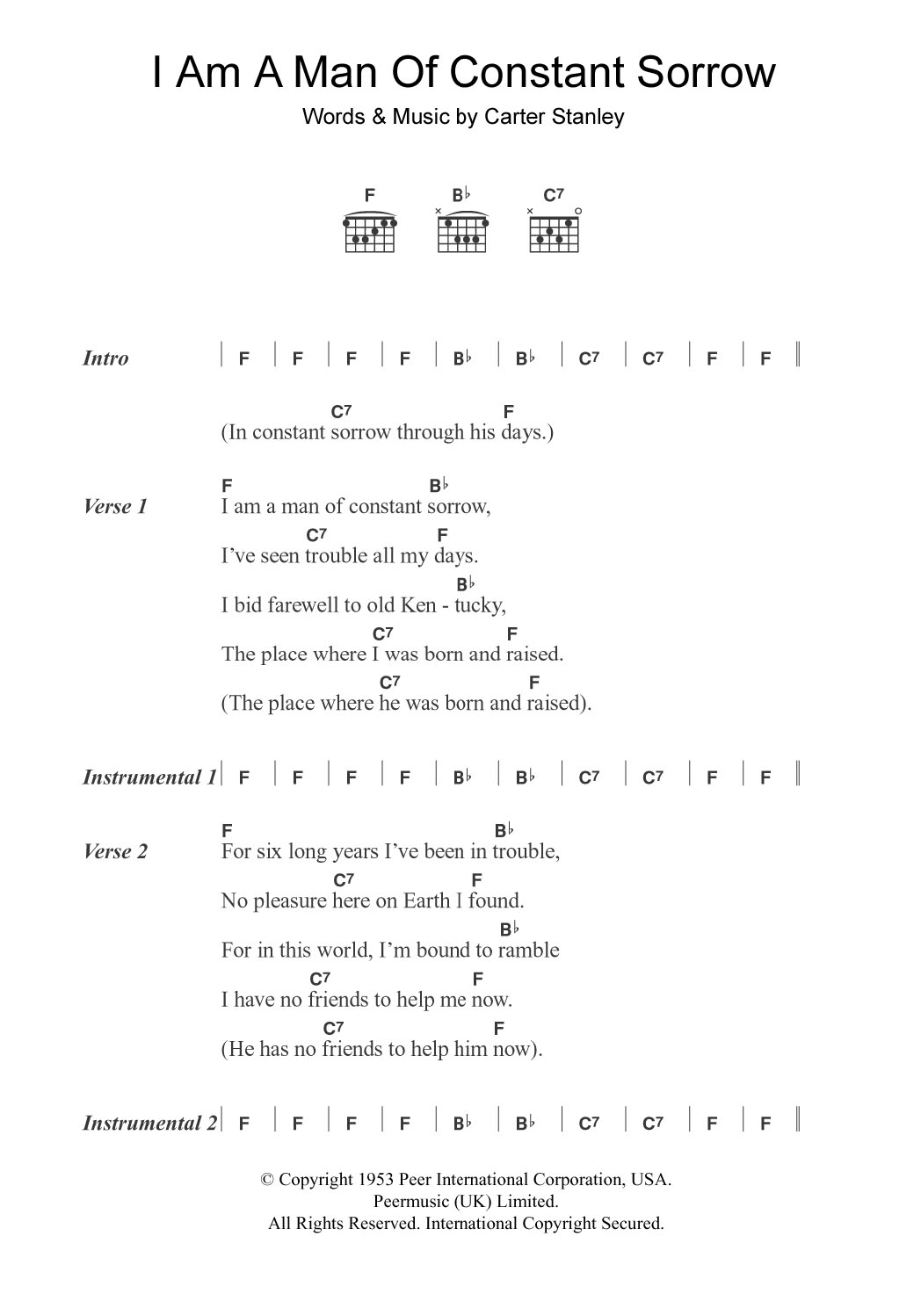 The Soggy Bottom Boys I Am A Man Of Constant Sorrow (from O Brother Where Art Thou?) sheet music notes and chords. Download Printable PDF.