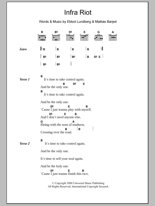 The Soundtrack Of Our Lives Infra Riot sheet music notes and chords. Download Printable PDF.