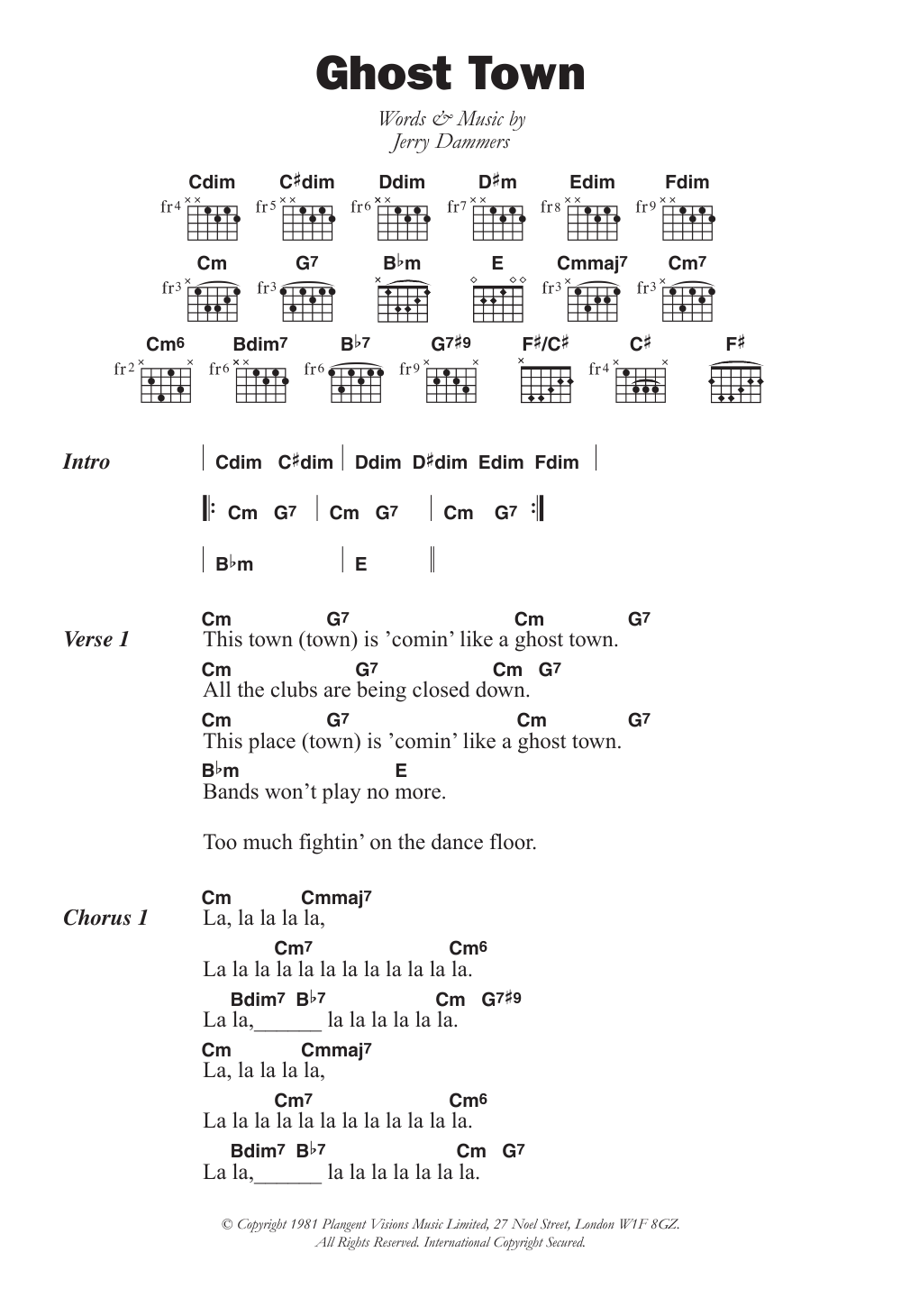 The Specials Ghost Town sheet music notes and chords. Download Printable PDF.