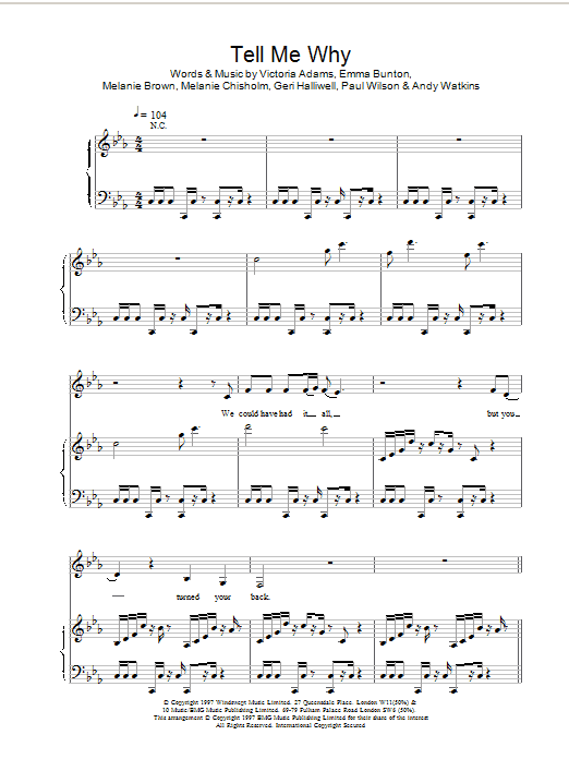 Learn to play The Spice Girls Tell Me Why sheet music for Piano, Vocal & Guitar Chords in minutes. Price: 7.8900$ The Spice Girls Tell Me Why sheet music notes and chords arranged for Piano, Vocal & Guitar Chords