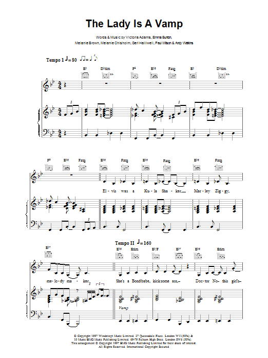 The Spice Girls The Lady Is A Vamp sheet music notes and chords. Download Printable PDF.