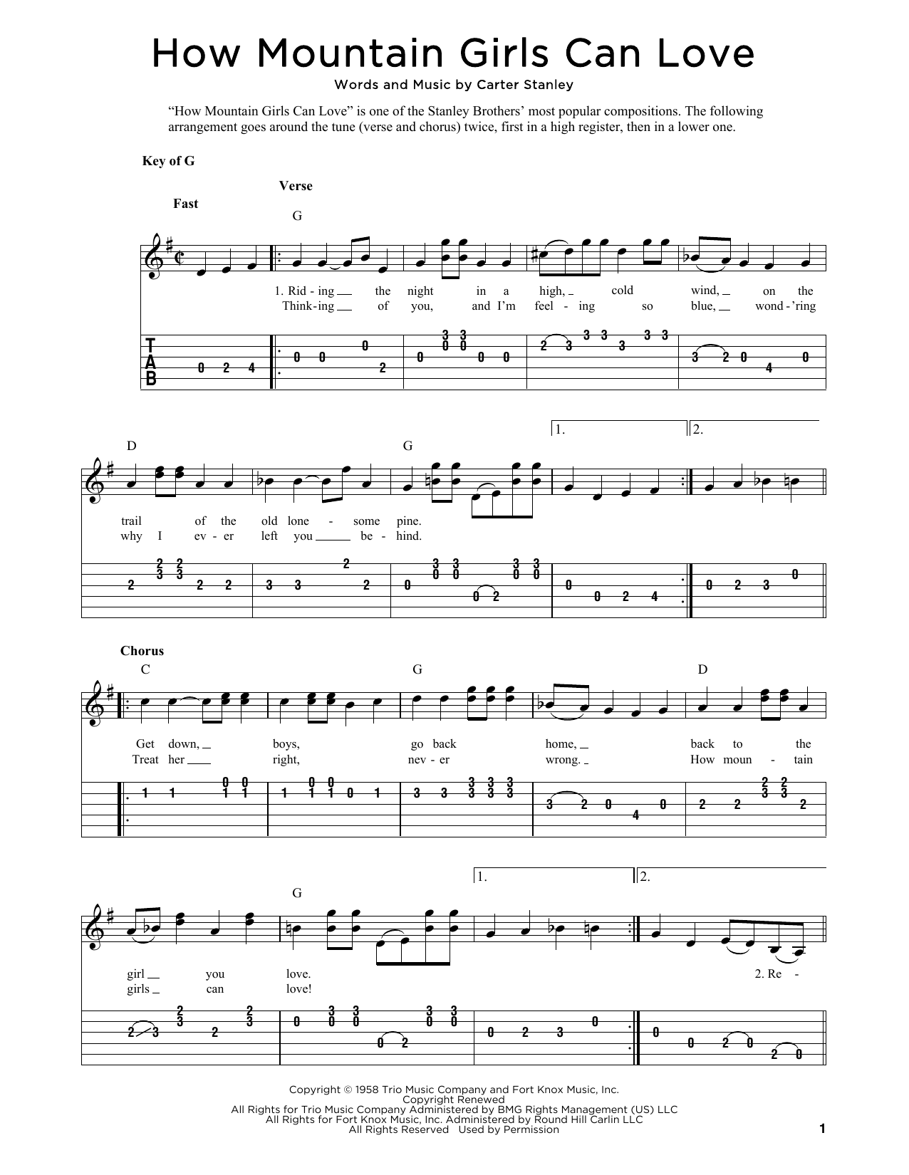 Learn to play The Stanley Brothers How Mountain Girls Can Love (arr. Fred Sokolow) sheet music for Solo Guitar in minutes. Price: 7.8900$ The Stanley Brothers How Mountain Girls Can Love (arr. Fred Sokolow) sheet music notes and chords arranged for Solo Guitar