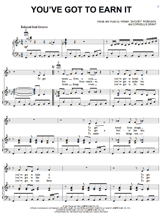 Learn to play The Staple Singers You've Got To Earn It sheet music for Piano, Vocal & Guitar Chords (Right-Hand Melody) in minutes. Price: 7.8900$ The Staple Singers You've Got To Earn It sheet music notes and chords arranged for Piano, Vocal & Guitar Chords (Right-Hand Melody)