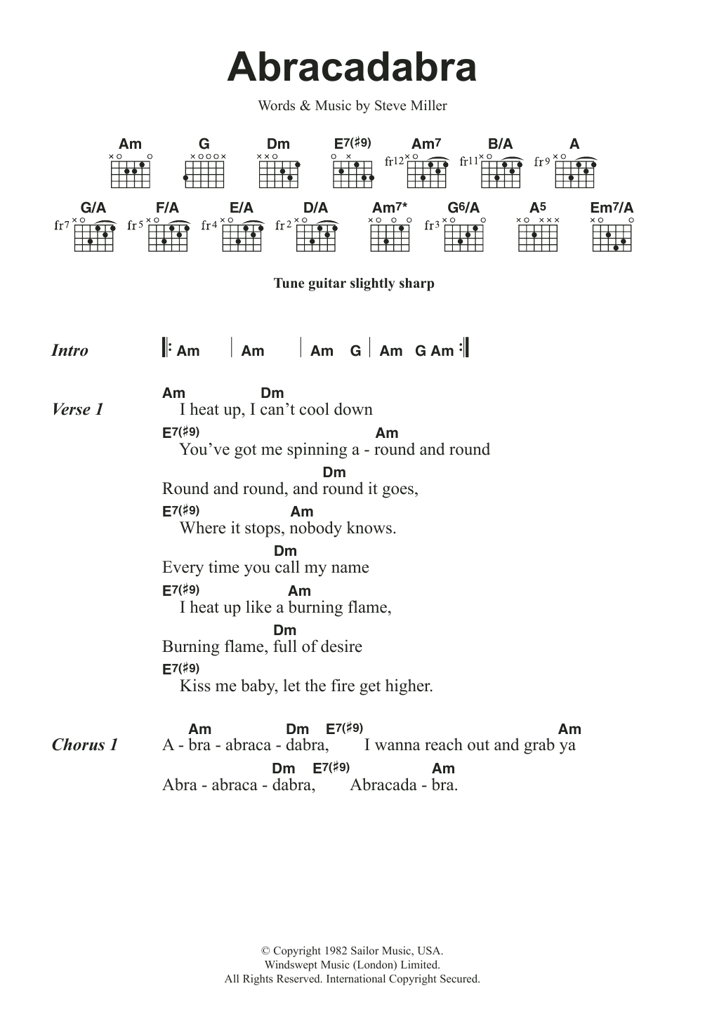 Learn to play The Steve Miller Band Abracadabra sheet music for Guitar Chords/Lyrics in minutes. Price: 4.4900$ The Steve Miller Band Abracadabra sheet music notes and chords arranged for Guitar Chords/Lyrics
