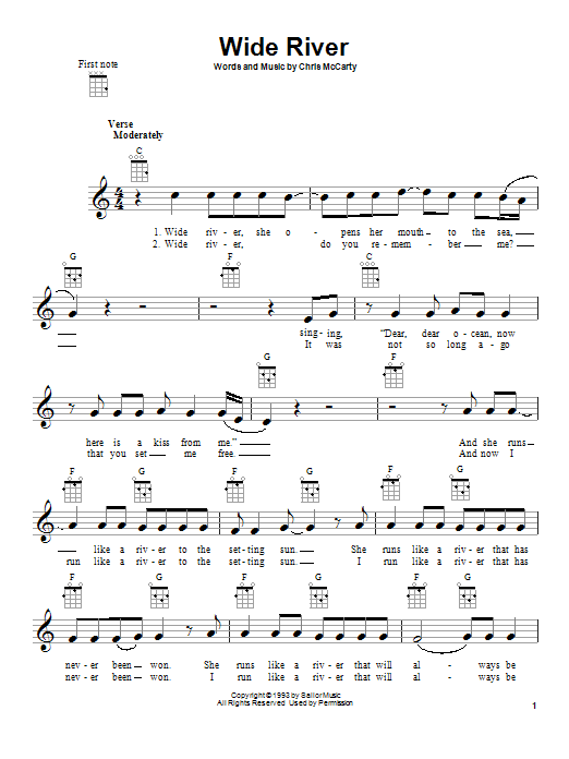 Learn to play The Steve Miller Band Wide River sheet music for Ukulele in minutes. Price: 5.9900$ The Steve Miller Band Wide River sheet music notes and chords arranged for Ukulele
