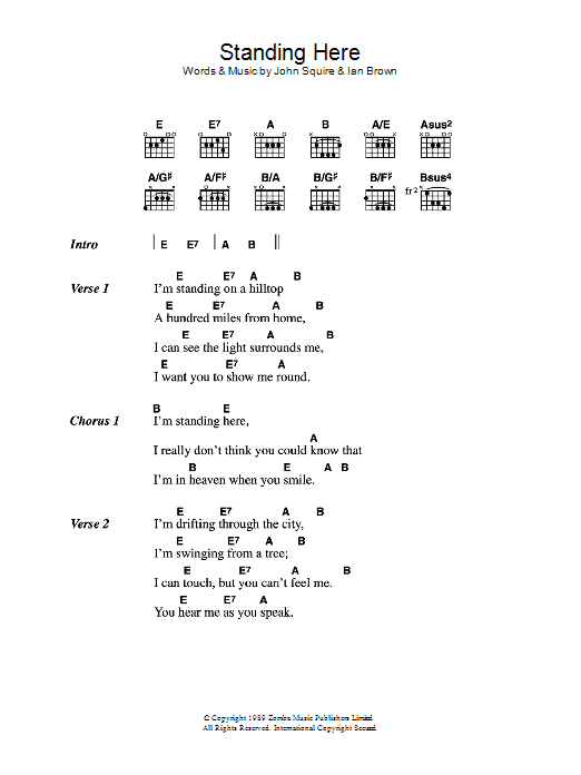Learn to play The Stone Roses Standing Here sheet music for Guitar Tab in minutes. Price: 7.8900$ The Stone Roses Standing Here sheet music notes and chords arranged for Guitar Tab