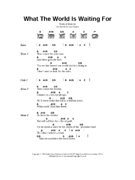 Learn to play The Stone Roses What The World Is Waiting For sheet music for Guitar Tab in minutes. Price: 7.8900$ The Stone Roses What The World Is Waiting For sheet music notes and chords arranged for Guitar Tab