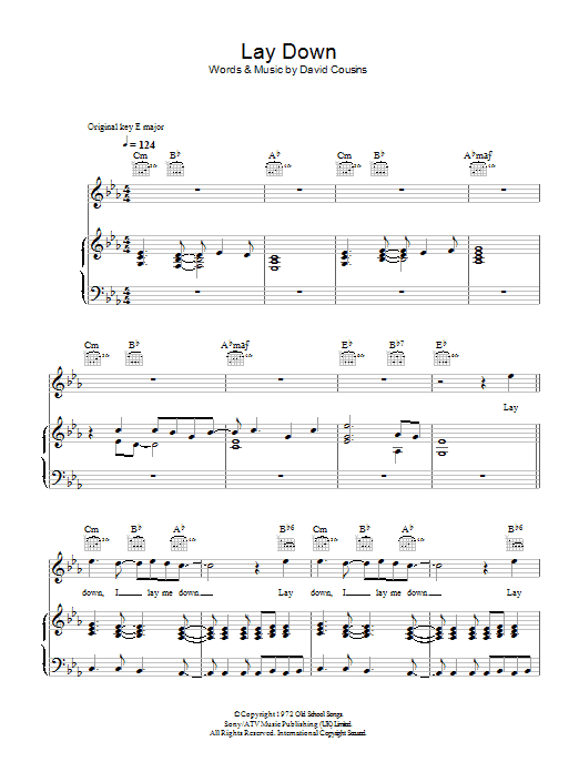 The Strawbs Lay Down sheet music notes and chords arranged for Piano, Vocal & Guitar Chords