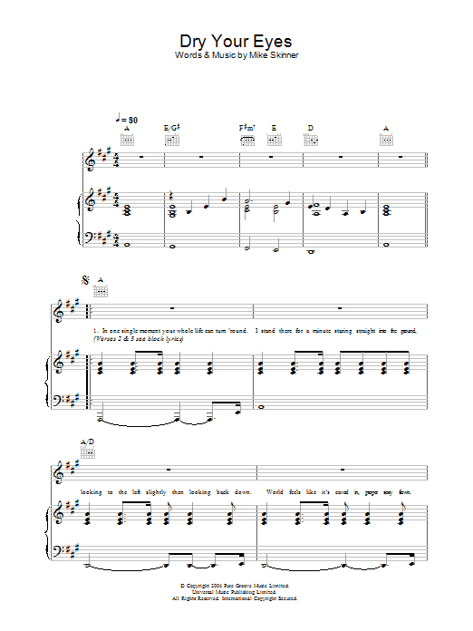 The Streets Dry Your Eyes sheet music notes and chords. Download Printable PDF.