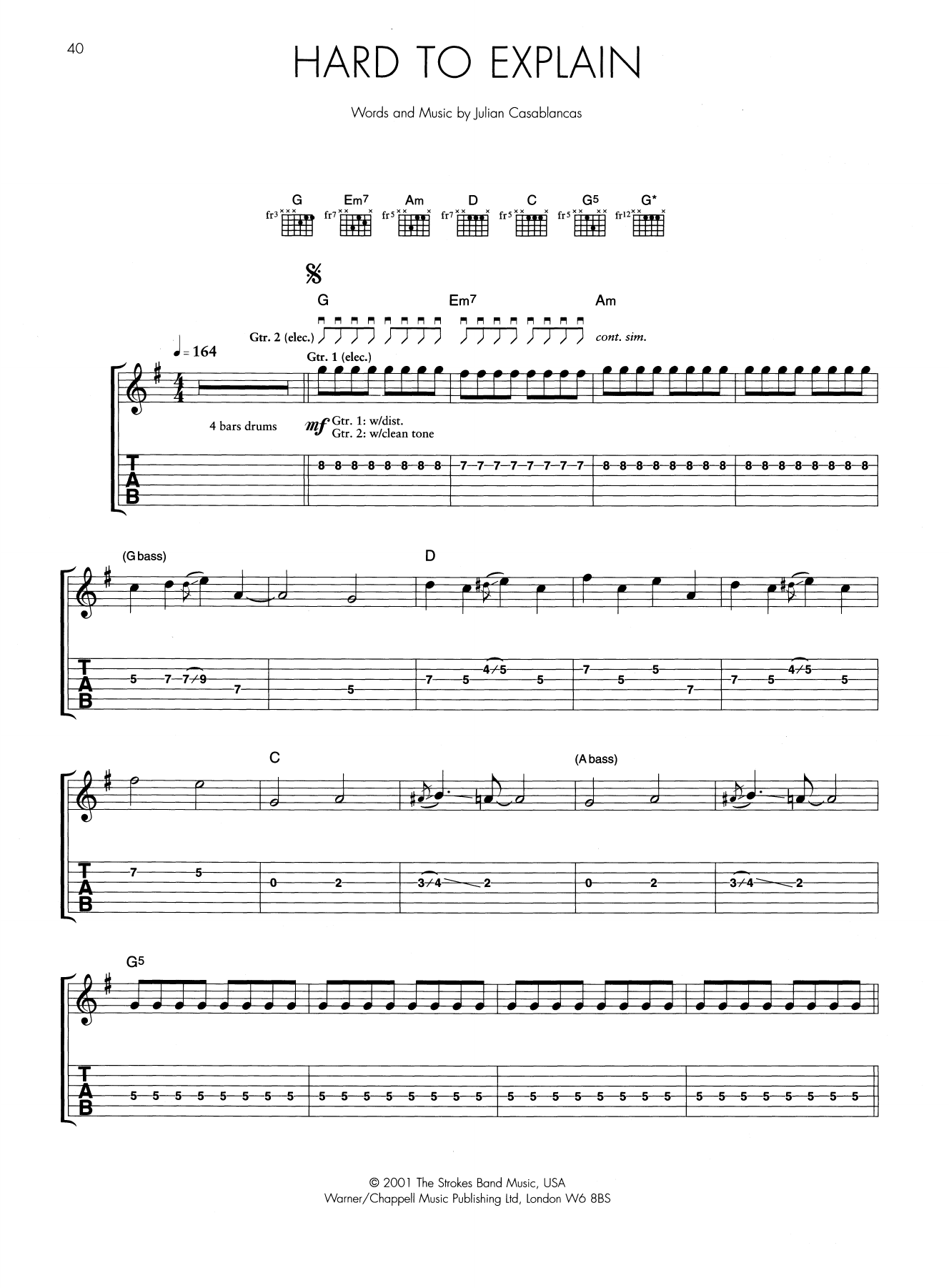 Learn to play The Strokes Hard To Explain sheet music for Guitar Tab in minutes. Price: 6.9900$ The Strokes Hard To Explain sheet music notes and chords arranged for Guitar Tab