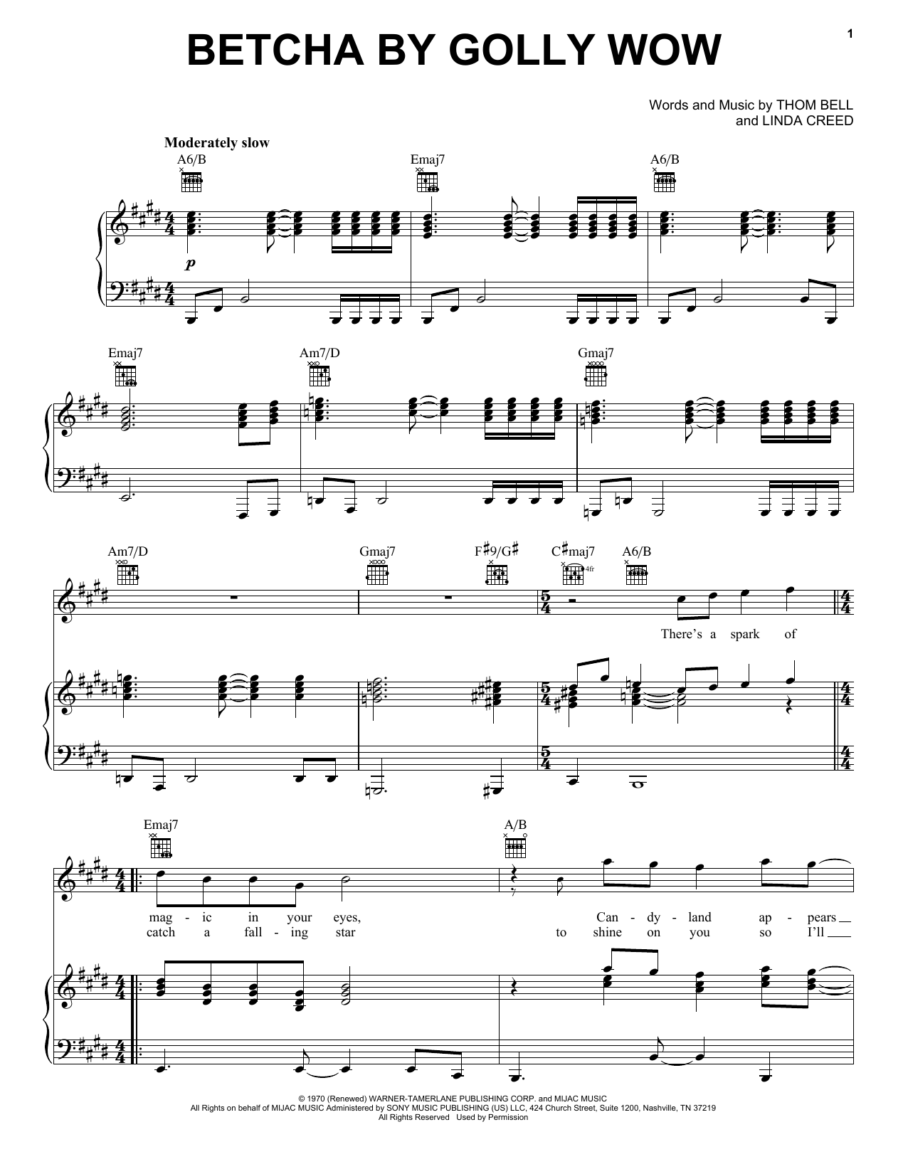 The Stylistics Betcha By Golly Wow sheet music notes and chords. Download Printable PDF.