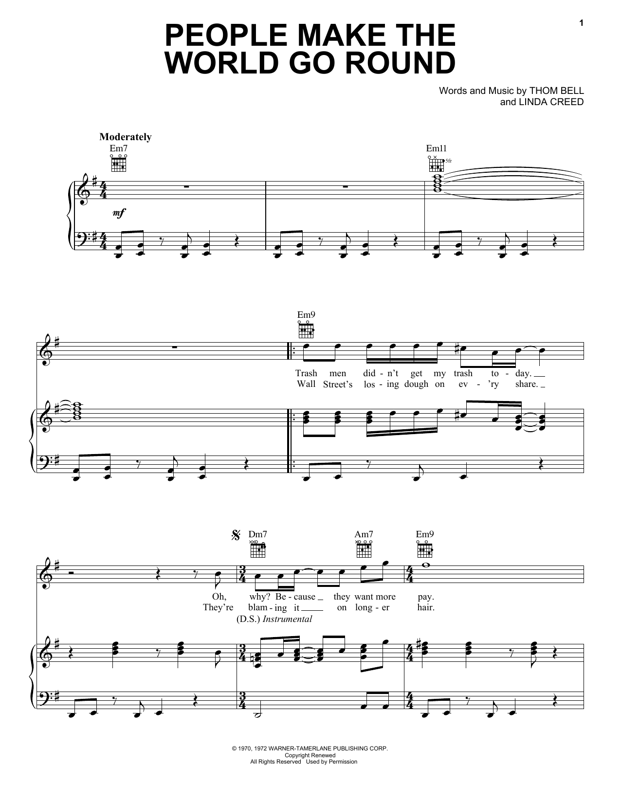 The Stylistics People Make The World Go 'Round sheet music notes and chords. Download Printable PDF.