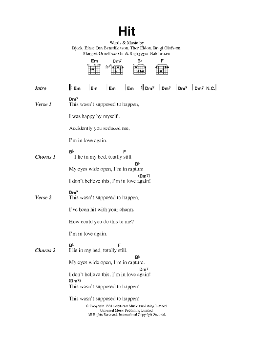 The Sugarcubes Hit sheet music notes and chords. Download Printable PDF.