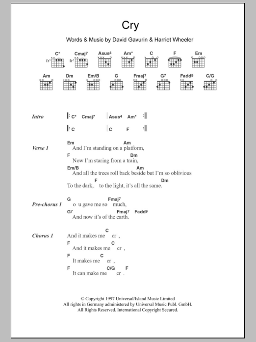 The Sundays Cry sheet music notes and chords. Download Printable PDF.