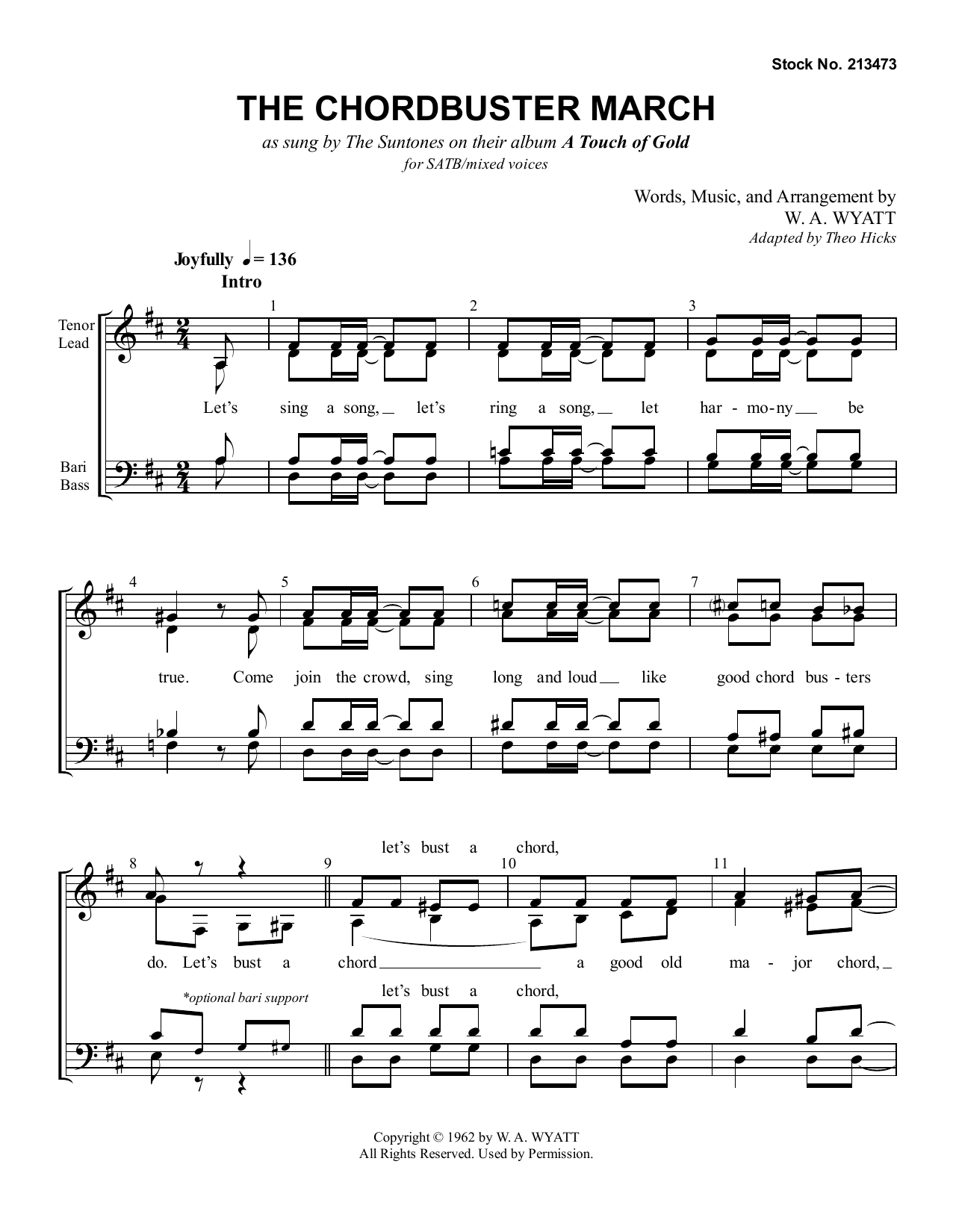 Learn to play The Suntones The Chordbuster March sheet music for SSAA Choir in minutes. Price: 3.9900$ The Suntones The Chordbuster March sheet music notes and chords arranged for SSAA Choir