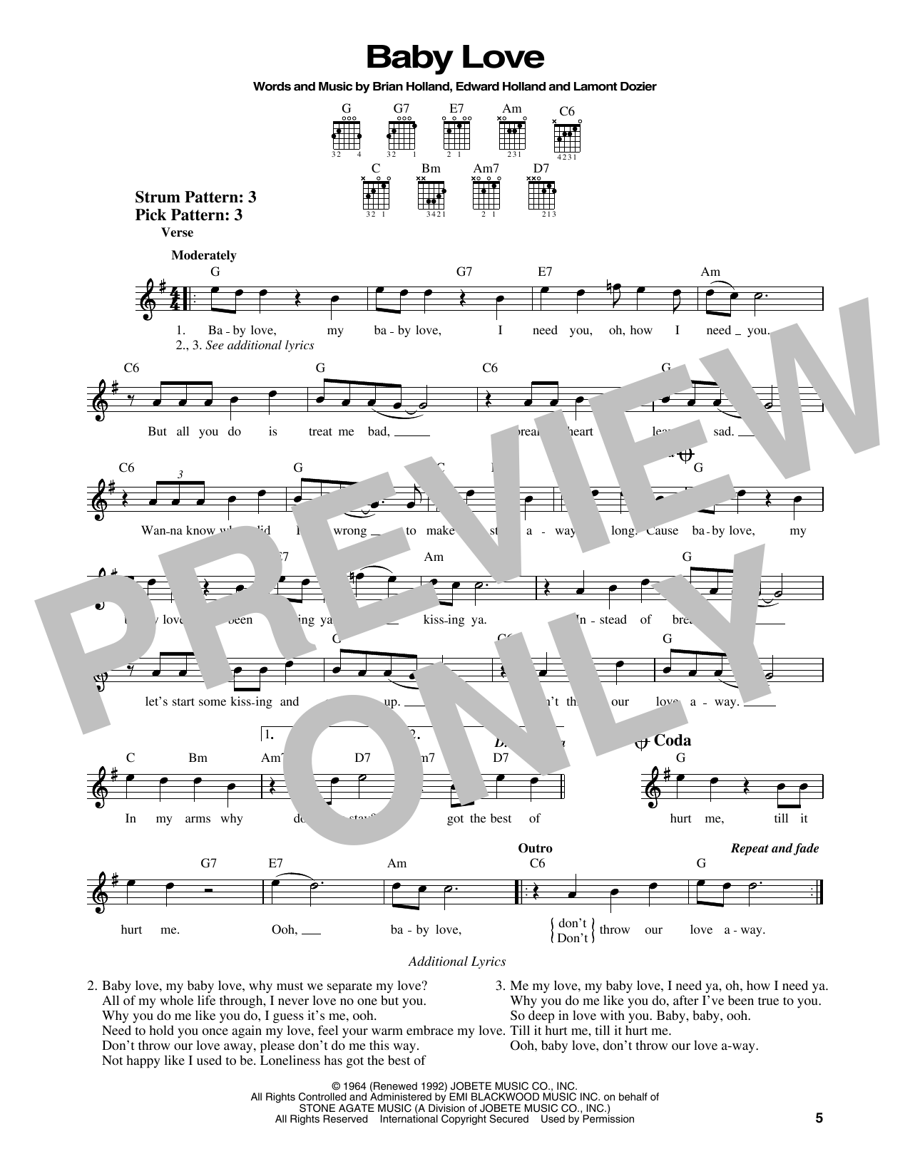 The Supremes Baby Love sheet music notes and chords. Download Printable PDF.