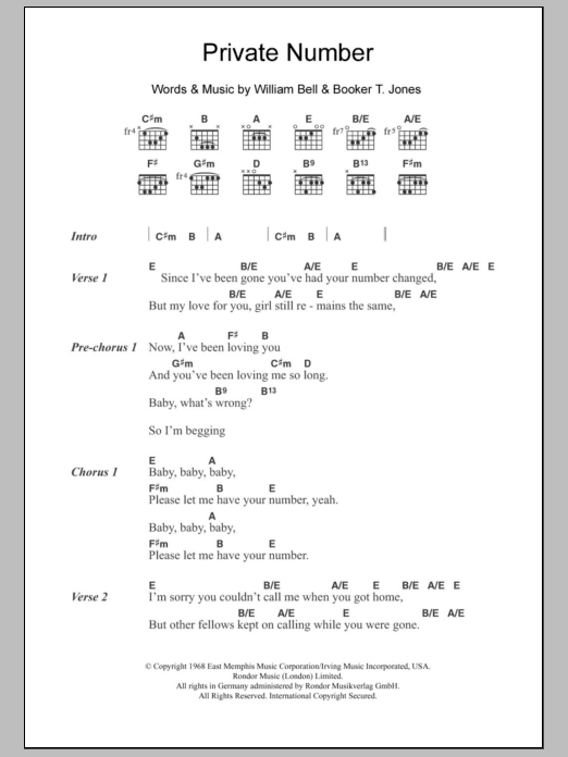 William Bell & Judy Clay Private Number sheet music notes and chords. Download Printable PDF.