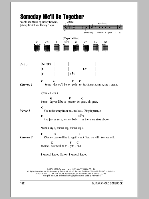 Learn to play The Supremes Someday We'll Be Together sheet music for Piano, Vocal & Guitar Chords (Right-Hand Melody) in minutes. Price: 7.8900$ The Supremes Someday We'll Be Together sheet music notes and chords arranged for Piano, Vocal & Guitar Chords (Right-Hand Melody)