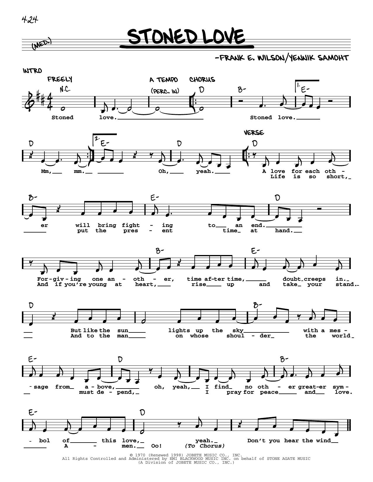 Learn to play The Supremes Stoned Love sheet music for Real Book – Melody & Chords in minutes. Price: 5.9900$ The Supremes Stoned Love sheet music notes and chords arranged for Real Book – Melody & Chords