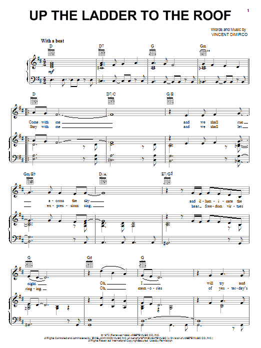 The Supremes Up The Ladder To The Roof sheet music notes and chords arranged for Piano, Vocal & Guitar Chords (Right-Hand Melody)