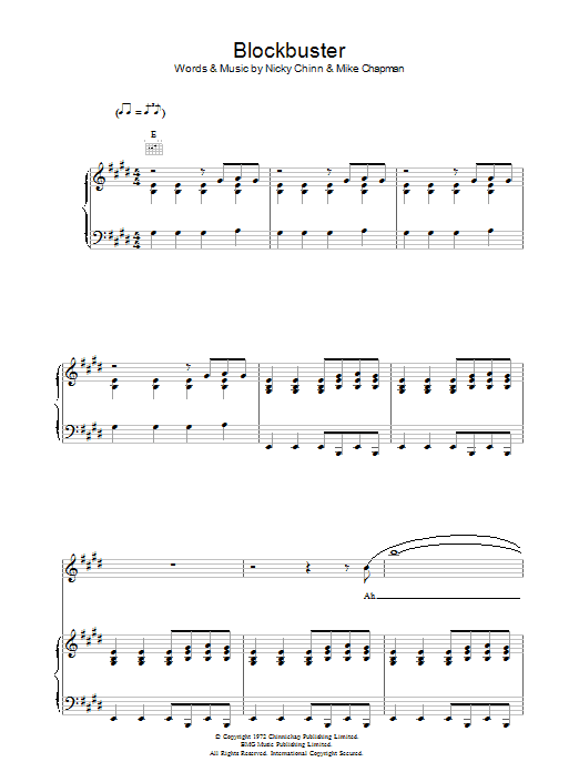 The Sweet Blockbuster sheet music notes and chords arranged for Piano, Vocal & Guitar Chords