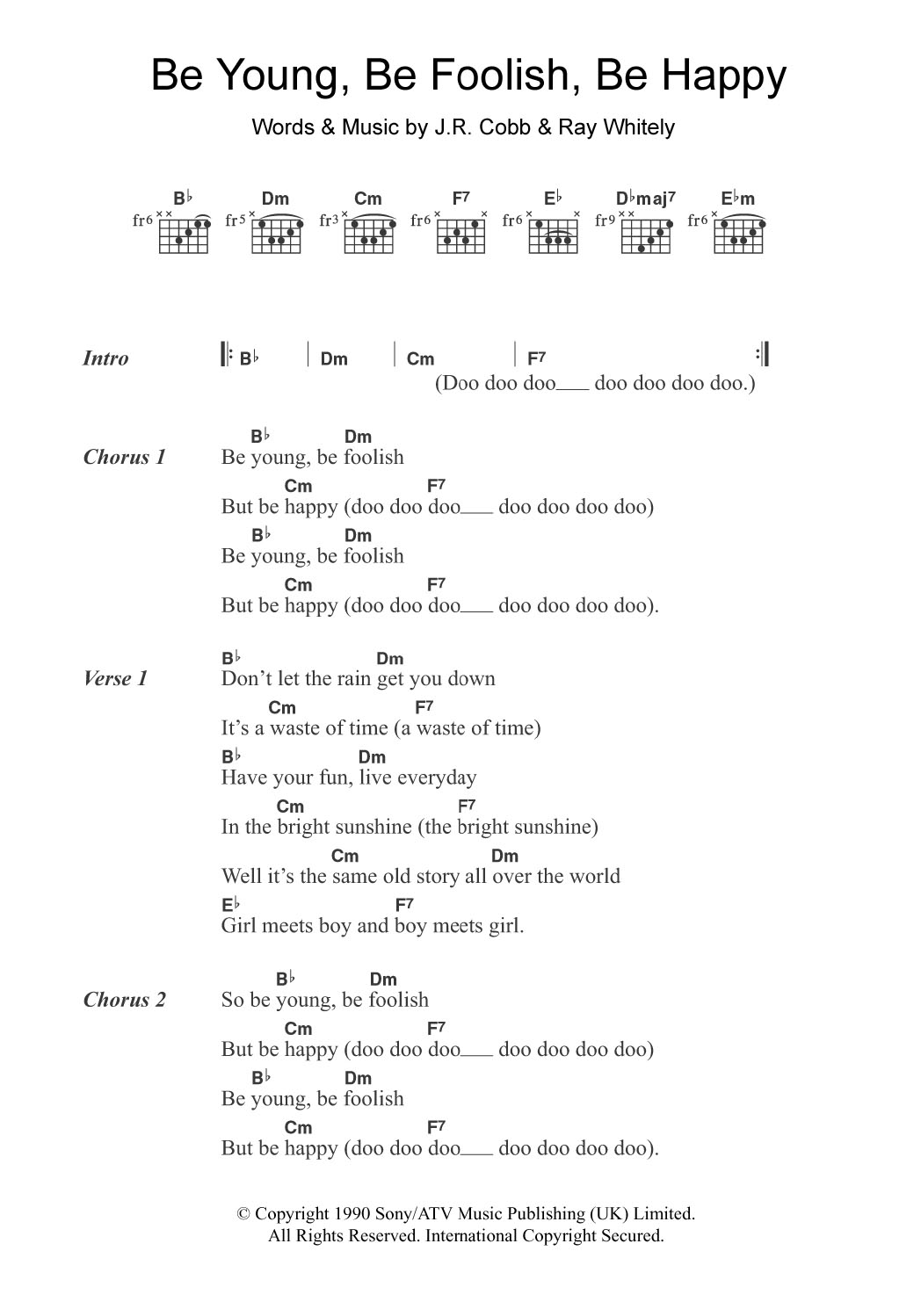 The Tams Be Young, Be Foolish, Be Happy sheet music notes and chords. Download Printable PDF.