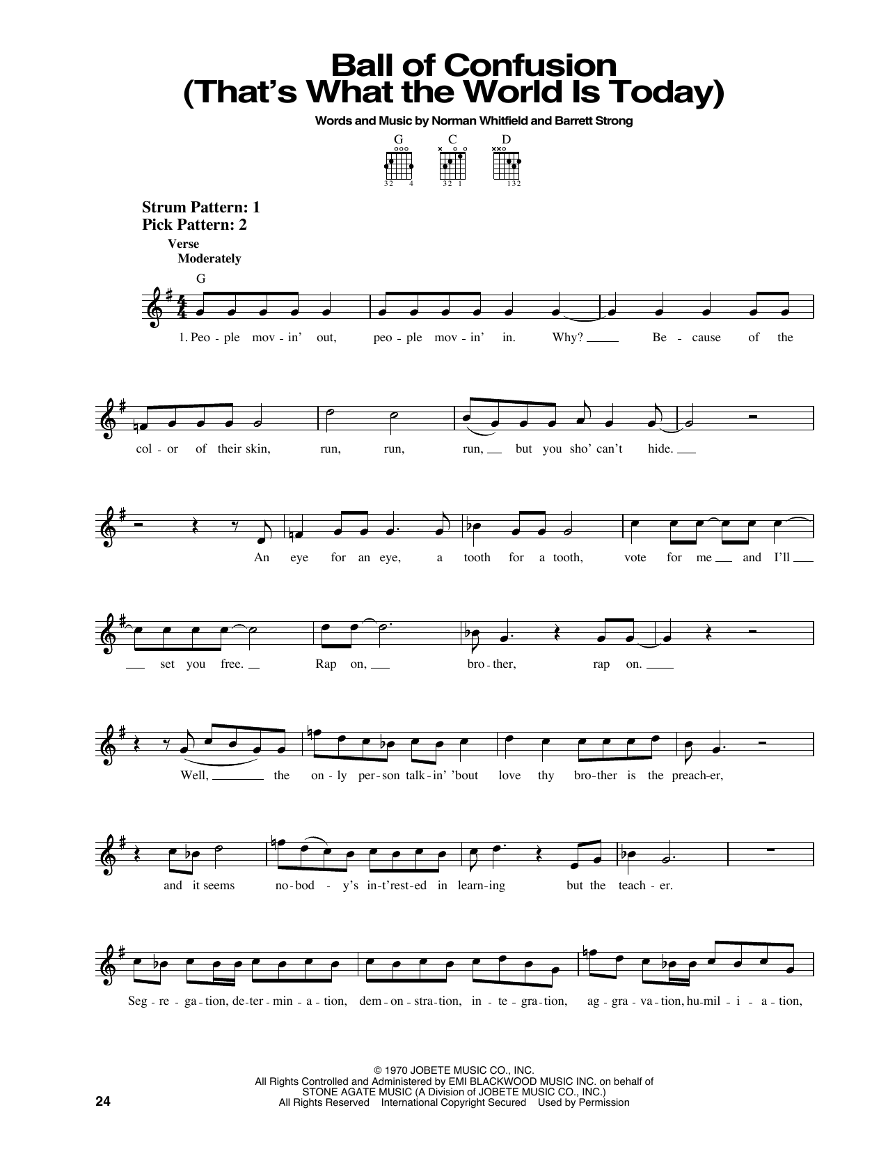 The Temptations Ball Of Confusion (That's What The World Is Today) sheet music notes and chords. Download Printable PDF.