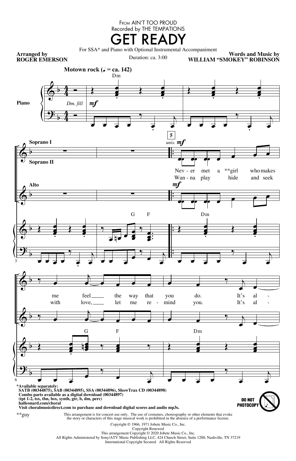 The Temptations Get Ready (from Ain't Too Proud) (arr. Roger Emerson) sheet music notes and chords. Download Printable PDF.