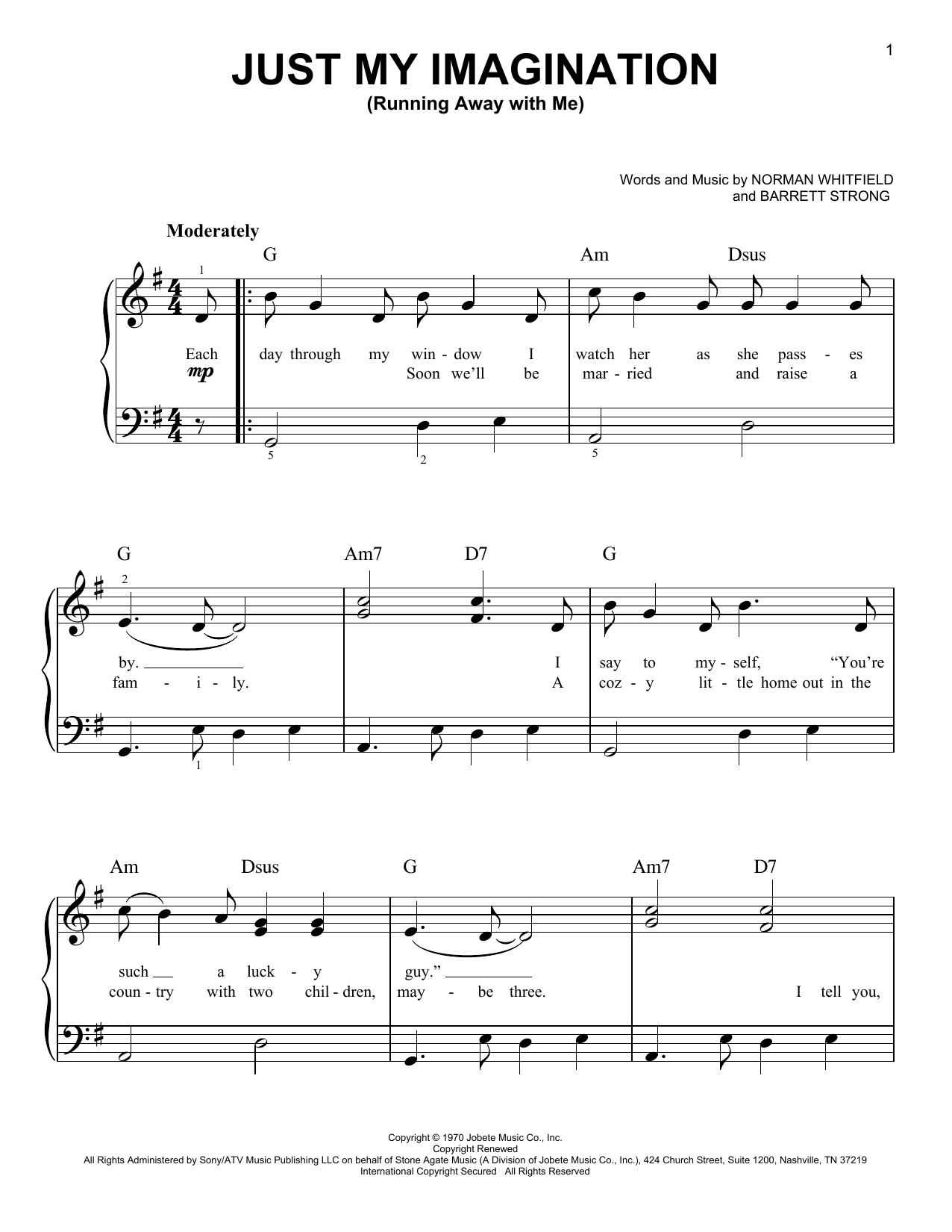 The Temptations Just My Imagination (Running Away With Me) sheet music notes and chords. Download Printable PDF.