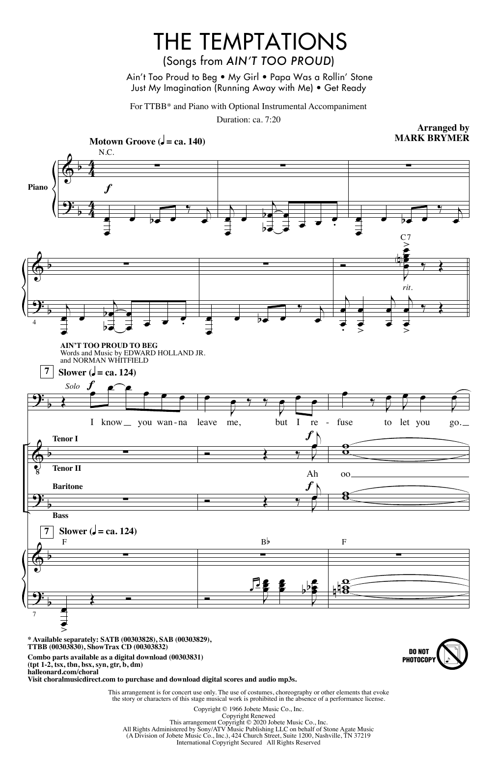 The Temptations The Temptations (Songs from Ain't Too Proud) (arr. Mark Brymer) sheet music notes and chords. Download Printable PDF.