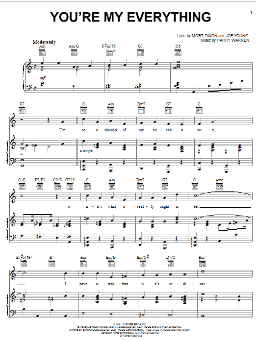 Learn to play The Temptations You're My Everything sheet music for Piano, Vocal & Guitar Chords (Right-Hand Melody) in minutes. Price: 7.8900$ The Temptations You're My Everything sheet music notes and chords arranged for Piano, Vocal & Guitar Chords (Right-Hand Melody)