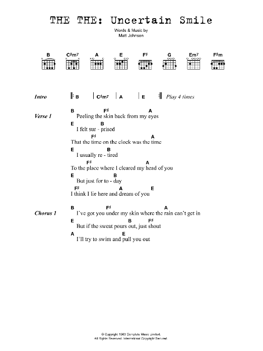 The The Uncertain Smile sheet music notes and chords. Download Printable PDF.